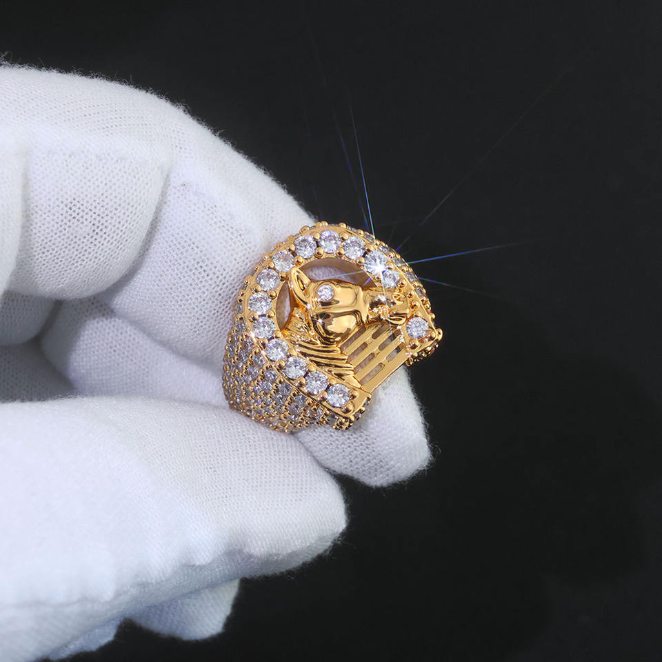 Pharaoh’s Oath: Gold Ice Sphinx Ring