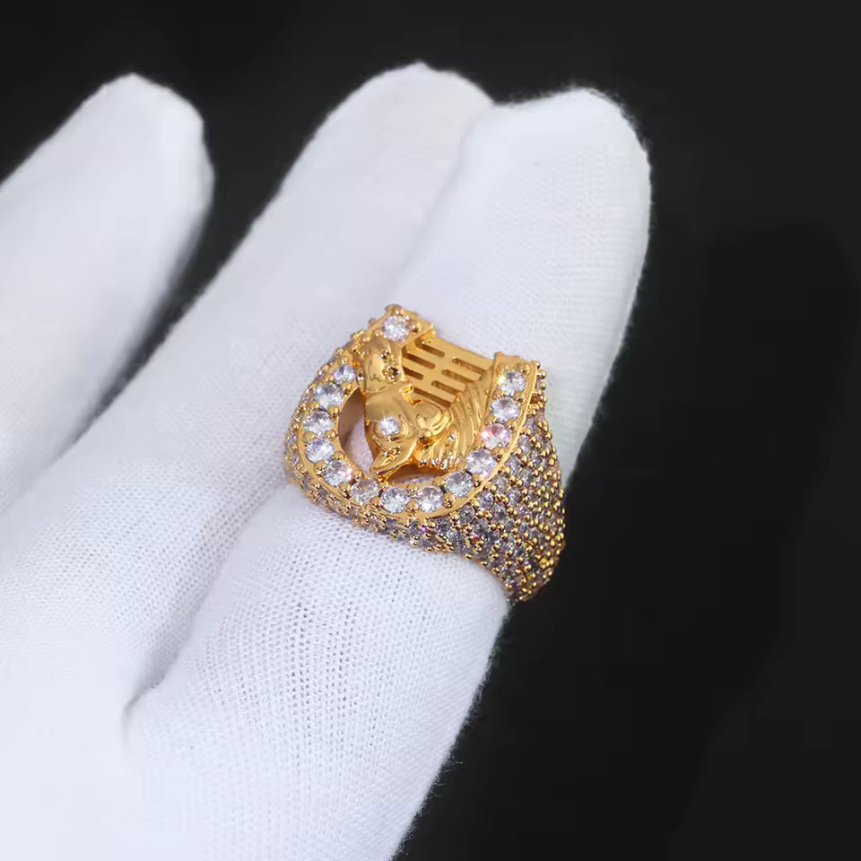 Pharaoh’s Oath: Gold Ice Sphinx Ring